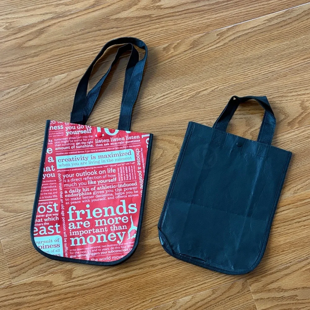 Set of 2 Authentic Lululemon Reusable Tote Bags – Black & Red | New